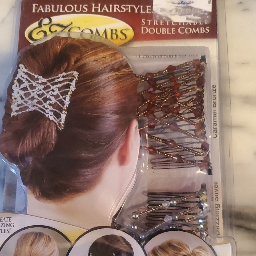 All Things Fabulous Hair Combs - Silver and Brown - Picture 2 of 5